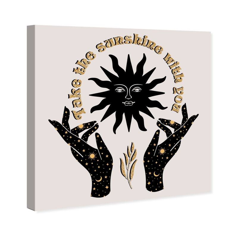 Wynwood Studio Canvas Symbols and Objects Take the sunshine with you Gold and Bohemian & Eclectic Wall Art Canvas Print
