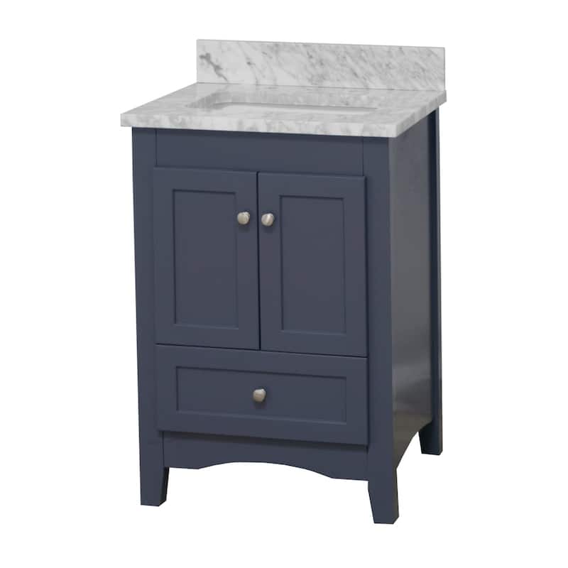 KitchenBathCollection Abbey 24" Bathroom Vanity with Carrara Marble Top