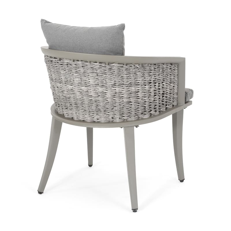 Ruble Accent Chair Set of 2, Gray Waterproof Fabric, Outdoor Rattan, Iron