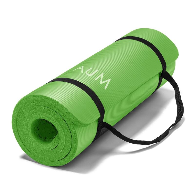 AUM High Density HD Foam Tech Yoga Exercise Mat - 72" x 24" x 1/2" - Green