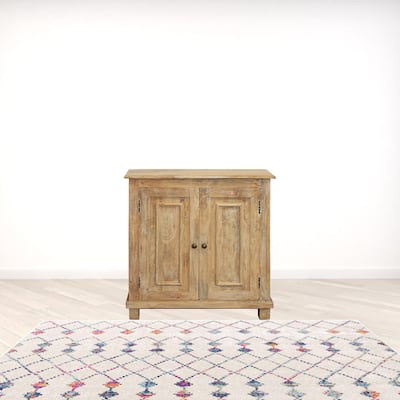 HomeRoots 34" Light Brown Solid Wood Sideboard with Two Doors - 34' X '36' X '10