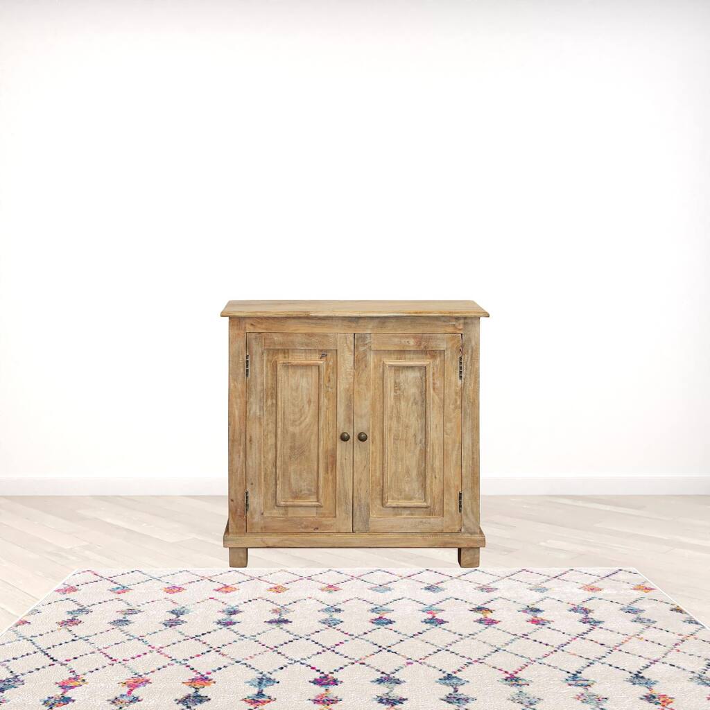 HomeRoots 34" Light Brown Solid Wood Sideboard with Two Doors - 34' X '36' X '10