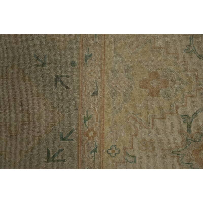 Hand Knotted Oriental 100% Wool Carpet Transitional Floral Beige & Ivories Oushak Area Rug - 12' 9'' X 9' 7''