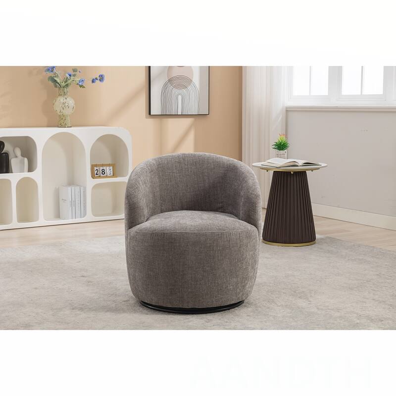 Chenille Swivel Barrel Chair - Grey
