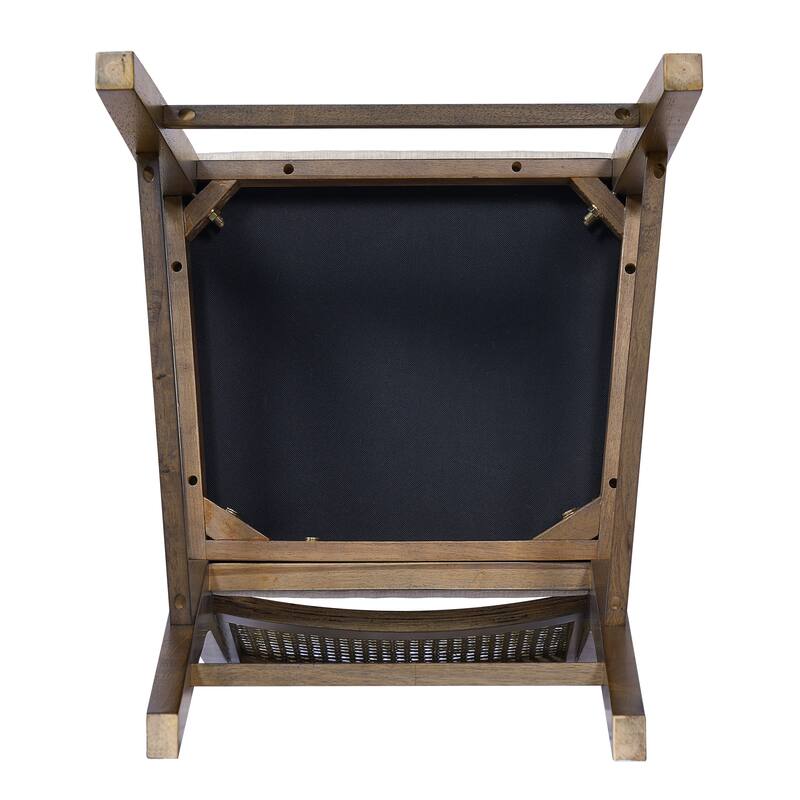 Christopher Knight Home - French Country Wood & Rattan Counter Stools with Upholstered Seat - Set of 2