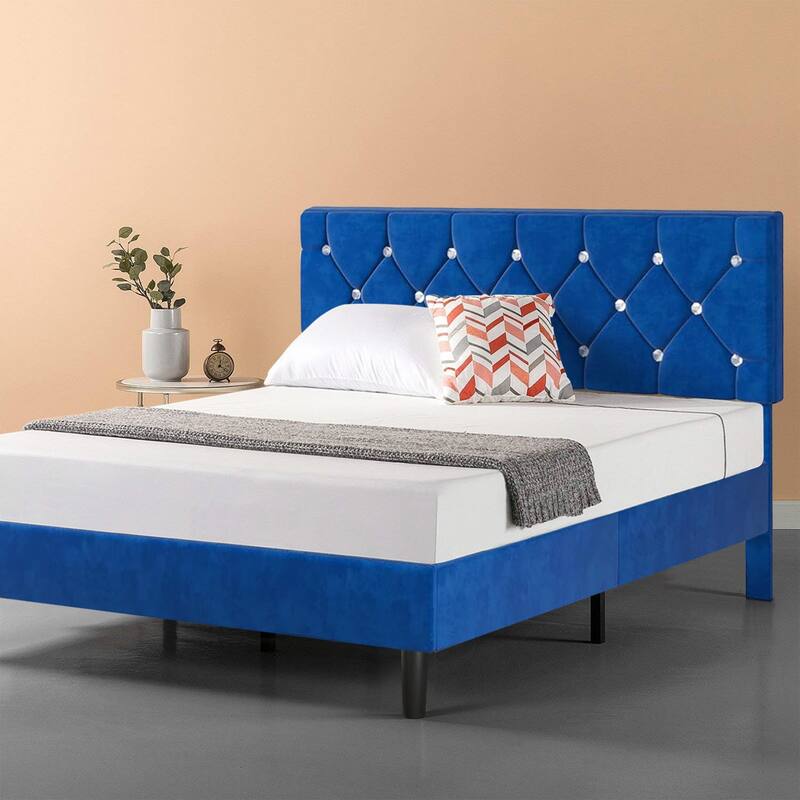 Javlergo Upholstered Beds With Diamond Tufted Headboard, Platform Bed Frame,