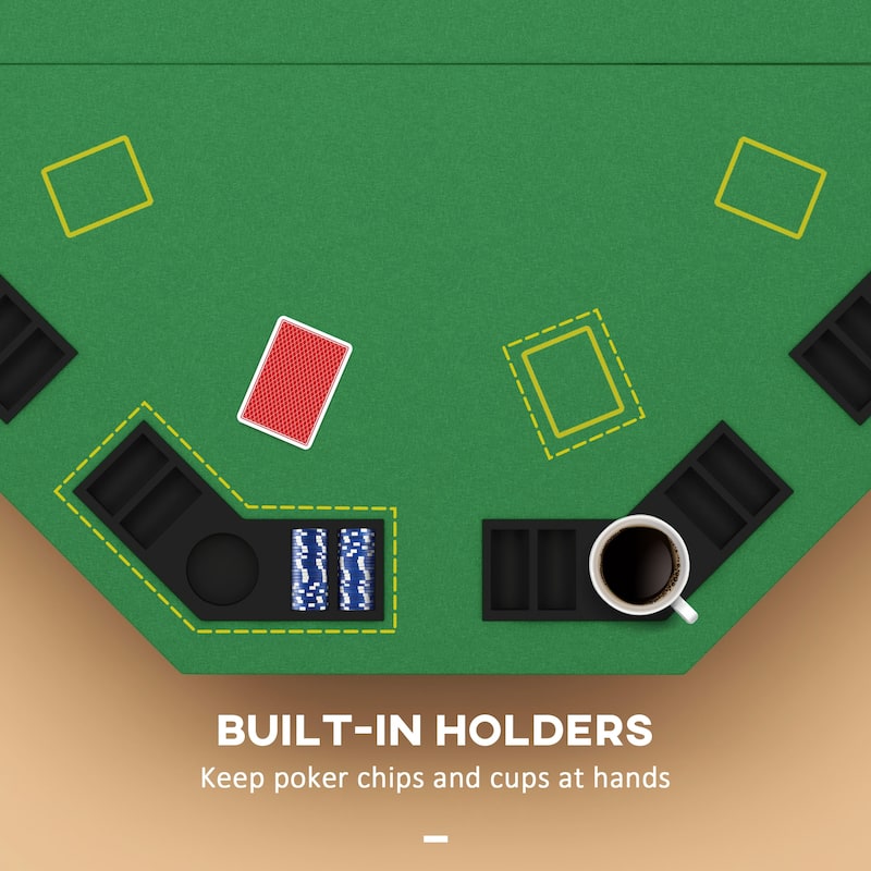 Soozier Poker Table Foldable 47" Octagon Blackjack Casino Texas Holdem Poker Game Table for 8 Players