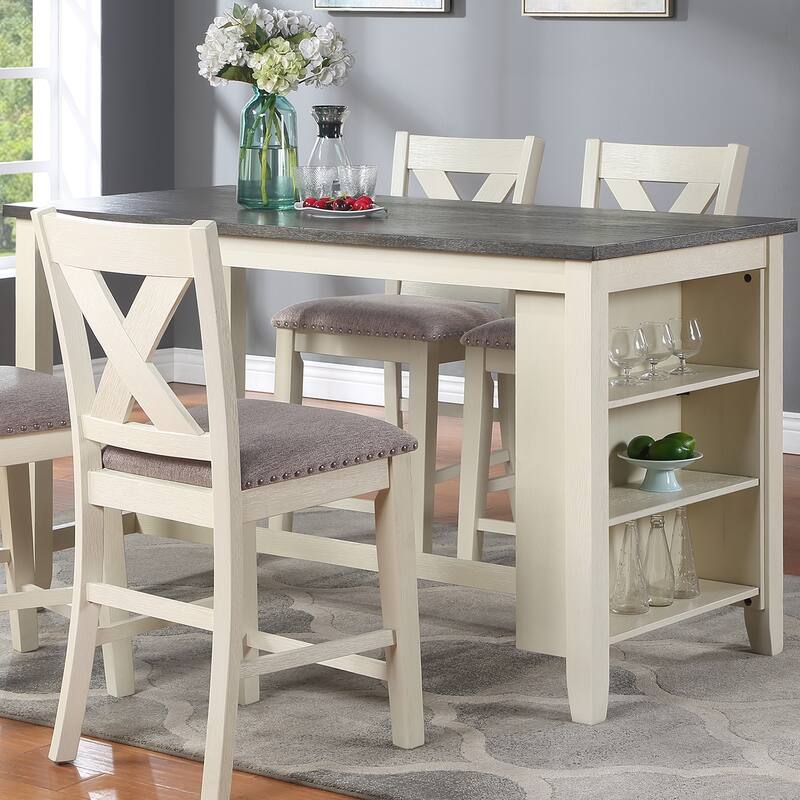 Rectangle Counter Height Dining Table in Grey and White - Grey/White