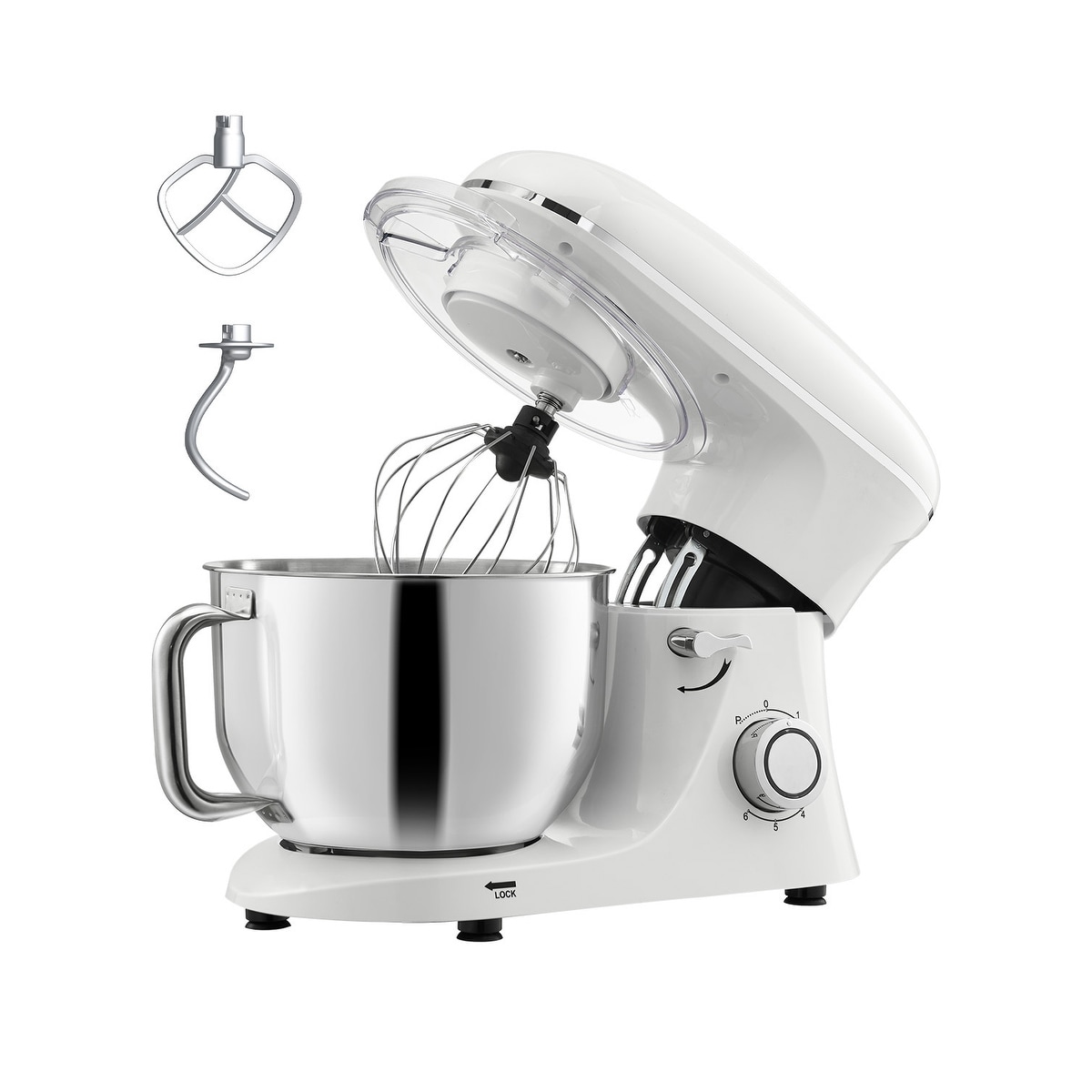 UIMOSO Stand Mixer,Tilt-head Food Mixer with Stainless Steel Bowl, Dough Hook, Wire Whip, Flat Beater