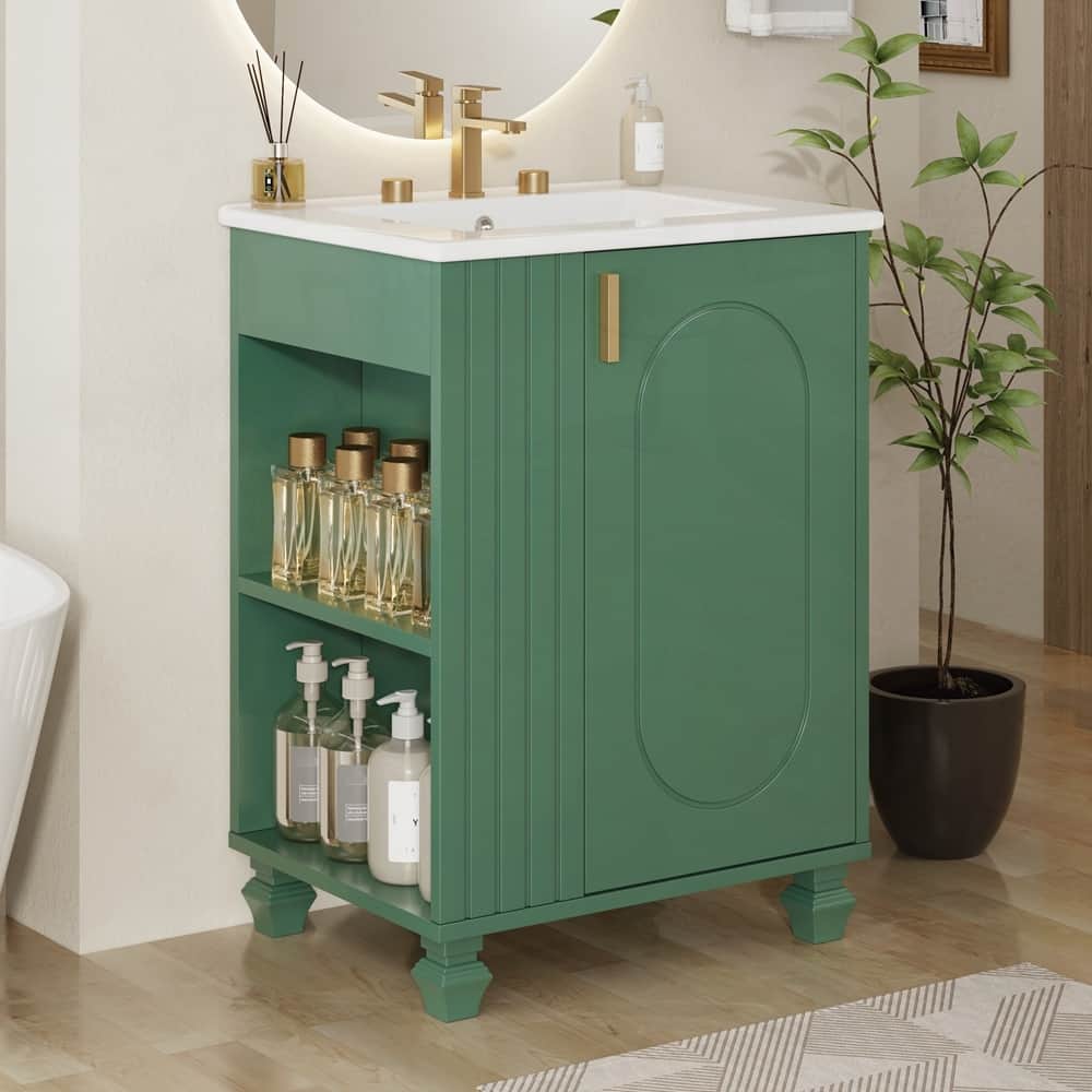 24" Bathroom Vanity with Sink, Bathroom Cabinet with Door Shelf