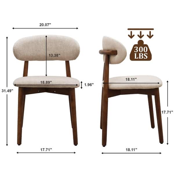 dimension image slide 1 of 2, Modern Solid Wood Dining Chair with Upholstered Seat by GDFStudio