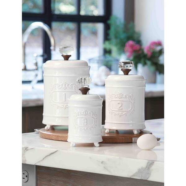Shop Mud Pie Kitchen Canisters White Ceramic Lidded Jars Set