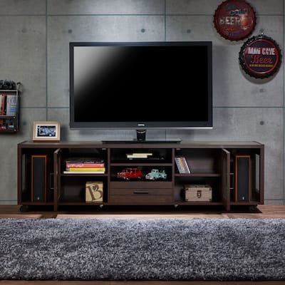 DH BASIC Industrial Vintage Walnut 71" Wide Mobile TV Stand by Denhour