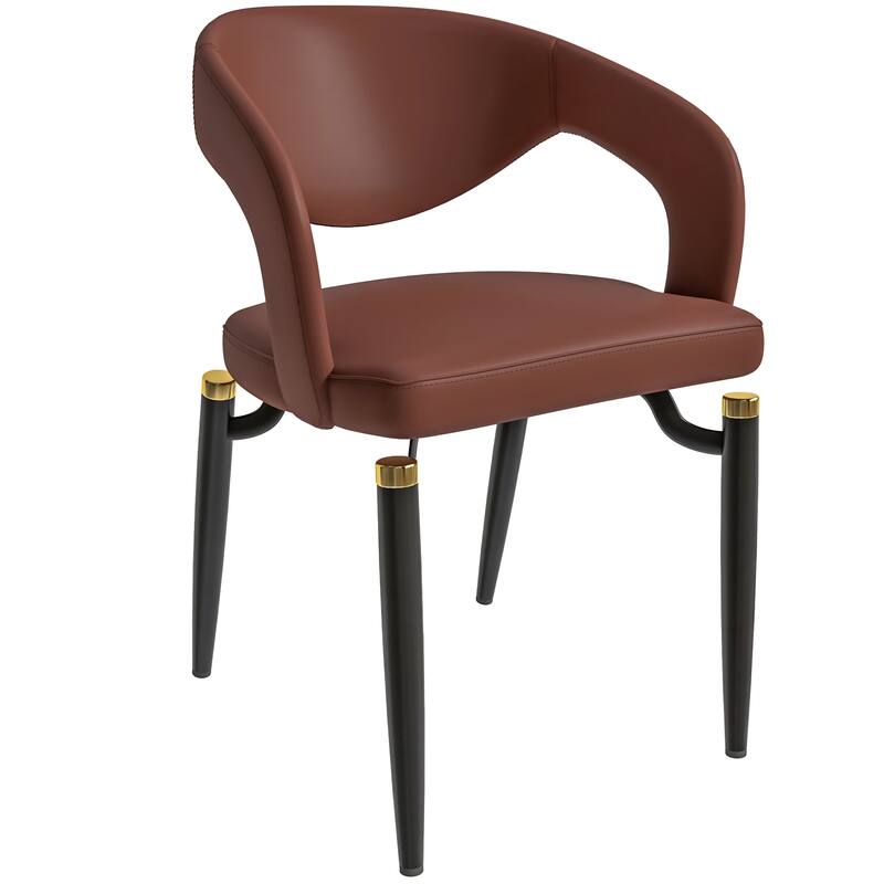 Entice Dining Chairs Set of 2 Upholstered Leather with Iron Legs Modern Accent Arm Chairs