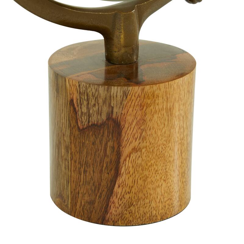 Gold or Silver Wood Globe with Brown Base