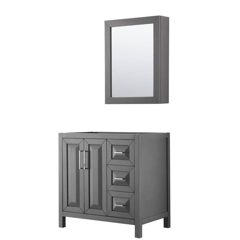 Wyndham Collection Daria 35" Single Free Standing Vanity Cabinet - - Dark Gray / Polished Chrome Hardware