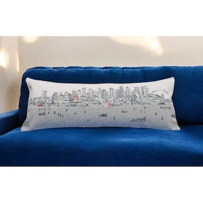 HomeRoots 35" White Seattle Daylight Skyline Lumbar Decorative Pillow