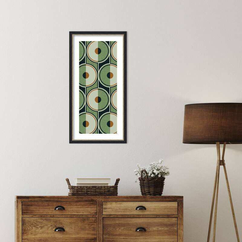 Retro Circles Green by Alexandra Weise Wood Framed Wall Art Print