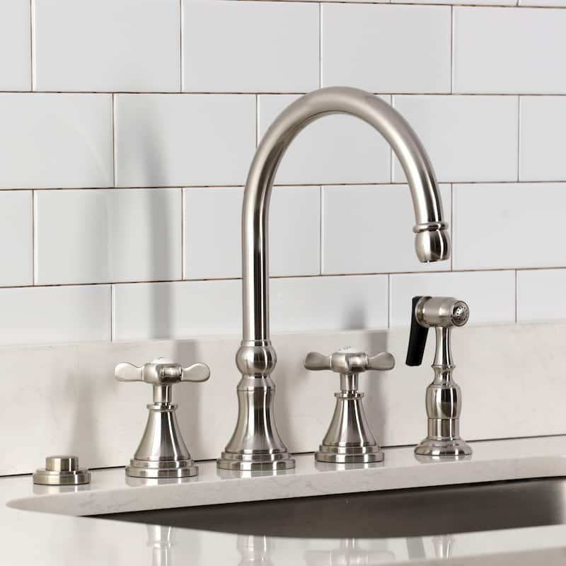 Kingston Brass Essex Double-Handle Wall-Mount Pre-Rinse Bridge Kitchen Faucet