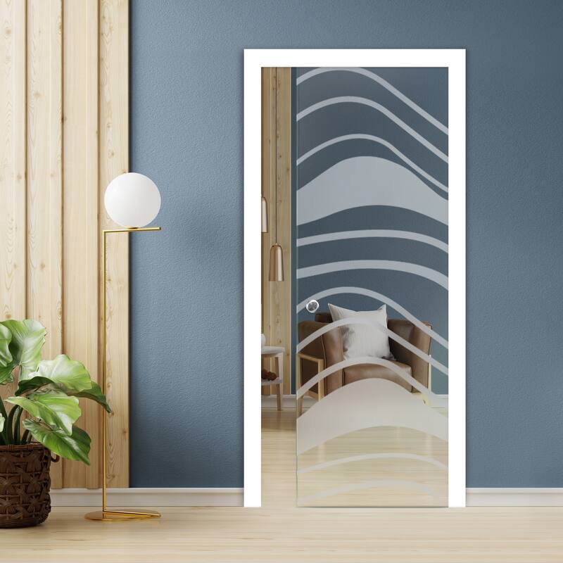 Pocket Sliding Glass Door With Bamboo Design - 32"x84" - Non Private