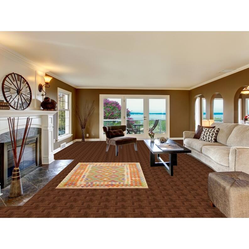 Hand Woven Oriental 100% Wool Carpet Southwestern Geometric Multi-Colored Kilim Area Rug - 5' 11'' X 4' 6''