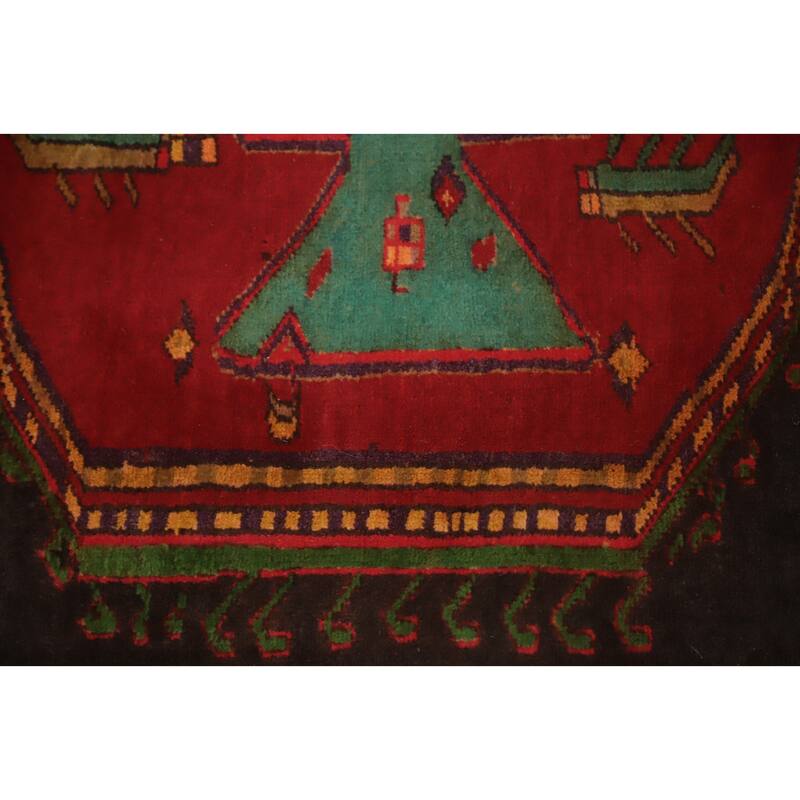 Hand Knotted Oriental 100% Wool Carpet Traditional Geometric Greys & Charcoal Ardebil Runner Rug - 9' 7'' X 4' 0''