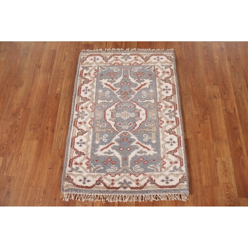 Transitional Oushak Style Area Rug Handmade Wool Carpet - 2'0"x 3'0"