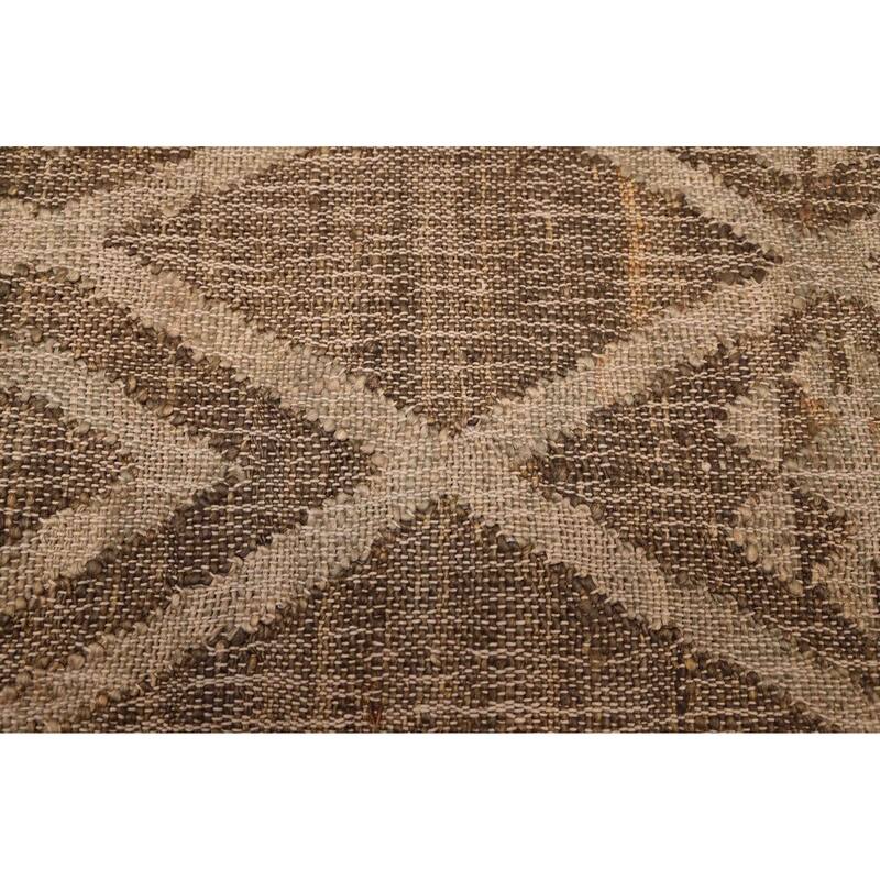 ECARPETGALLERY Flat-Weave Palas Denizli Taupe Jute Kilim - 5'6 x 7'5