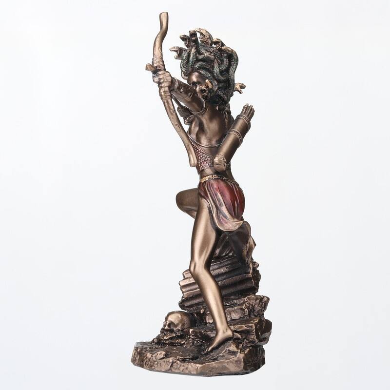 4.53 inches Height Polyresin Medusa the Gorgon Drawing Bow and Arrow Bronze Finish Figurine