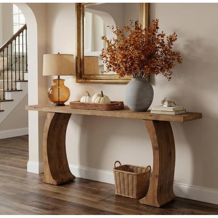 63" Rustic Entryway Table with Curved Legs