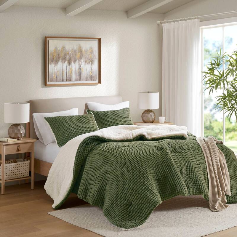 Madison Park Riordan Waffle Knit Chenille Comforter Set
