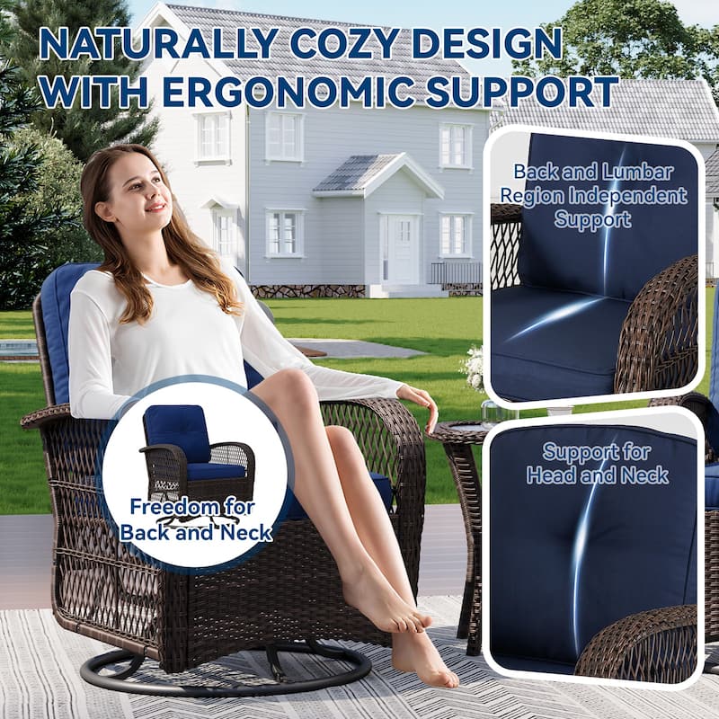 Outdoor Swivel Rocker Chairs Set of 2