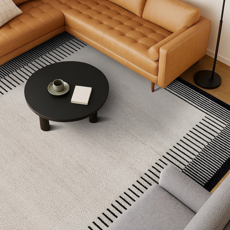 World Rug Gallery Modern Abstract Bordered Area Rug for Living Room, Bedroom, or Entryway - Low Pile Indoor Rug