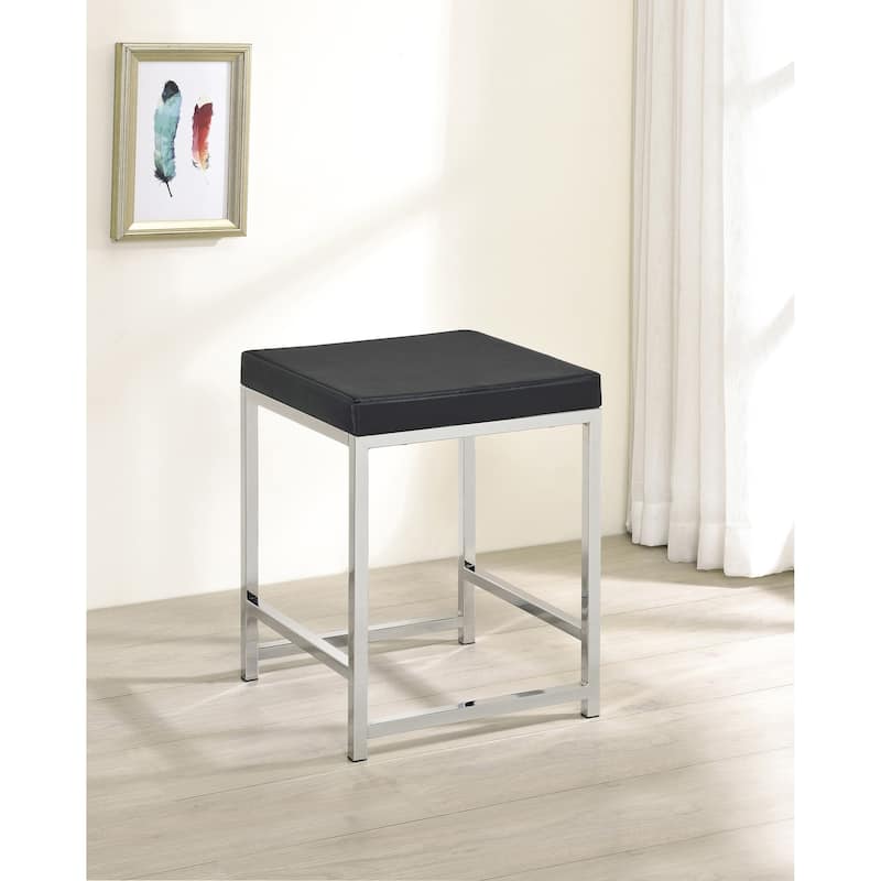 Marlee Upholstered Square Vanity Stool - N/A - Dark Grey