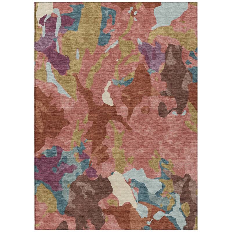 Machine Washable Indoor/Outdoor Modern Brushstrokes Chantille Rug