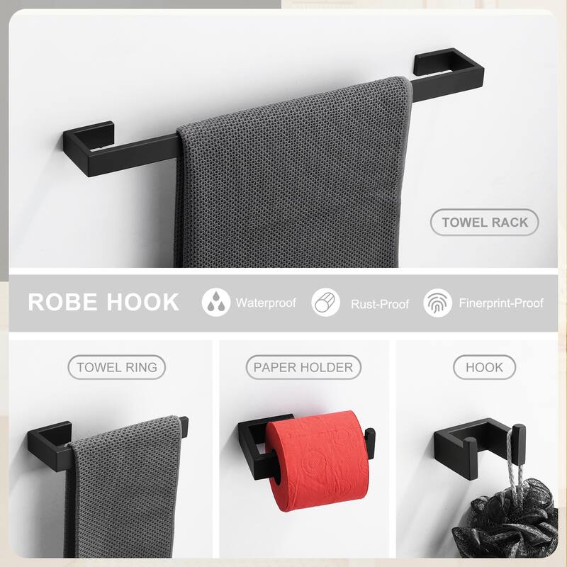 WOWOW Modern Style 4-Piece Bathroom Hardware Set with Installation Accessories