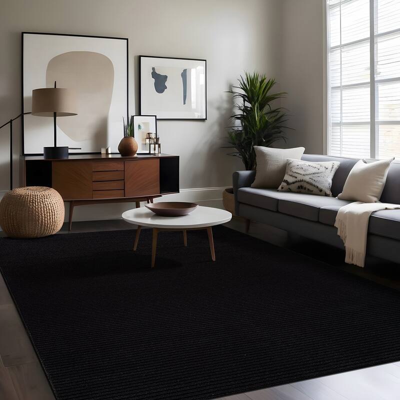 Beverly Rug Solid Color Non-Slip Rubber Back Washable Indoor Area Rug