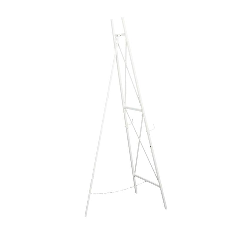 White Metal Tall Adjustable 3 Tier Display Easel with Chain Support