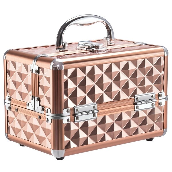 Gymax Makeup Organizer Cosmetic Case with Extendable Trays And Mirror. Opens flyout.