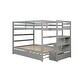 preview thumbnail 13 of 16, Full over Full Bunk Bed with Twin Trundle, Drawer, Stairs with Storage, and Safety Measures