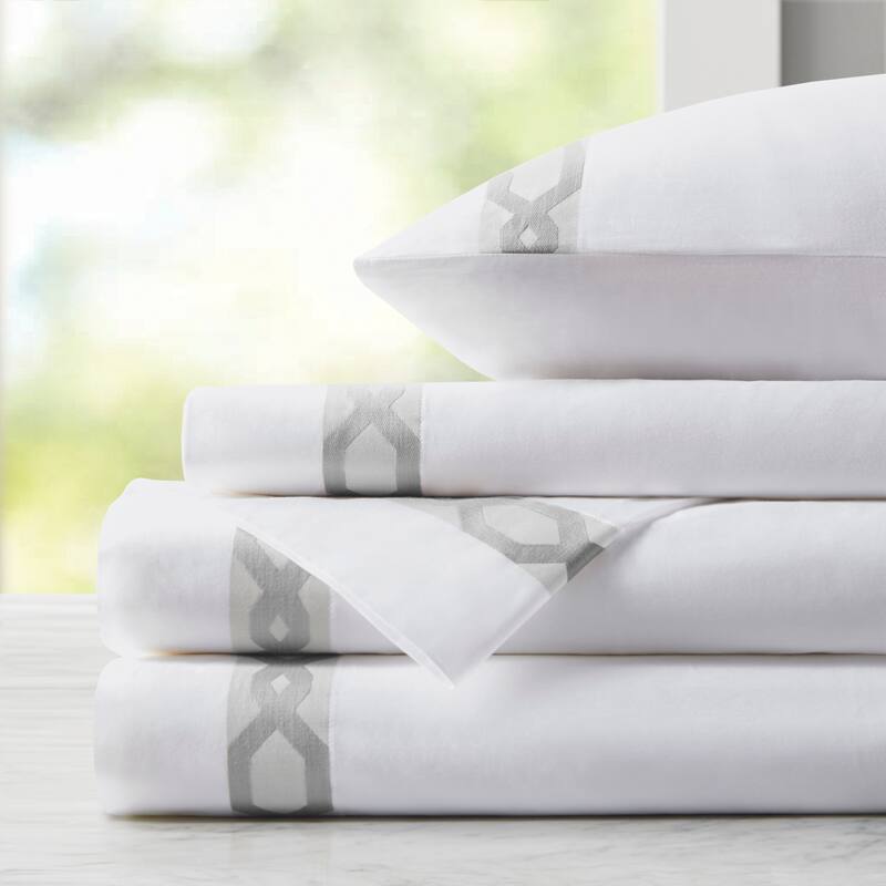 Croscill Signature Hem 300TC Cotton Sheet Set - King - Taupe