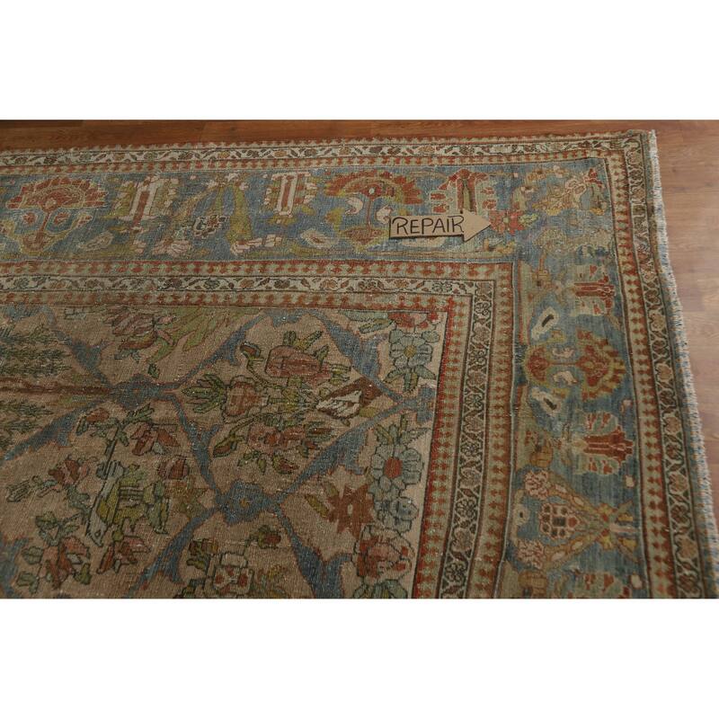 Hand Knotted Oriental 100% Wool Carpet Traditional All-Over Brown Bakhtiari Area Rug - 16' 2'' X 12' 2''