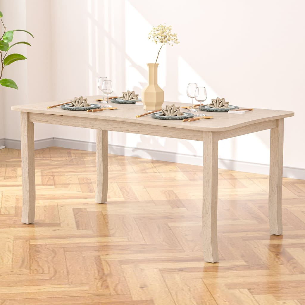 Javlergo 63 Inch Modern Wood Dining table with Curved Edge