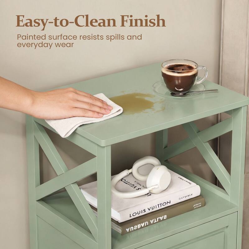 Tall Nightstand with 2 Drawers and Open Shelf Above