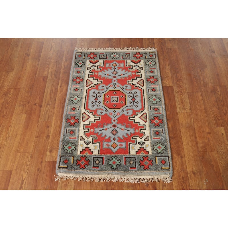 Orange Viss Oriental Foyer Rug Handmade Wool Carpet - 2'0" x 3'0"