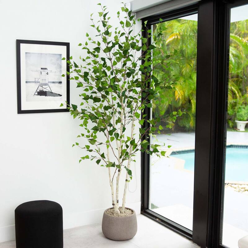 7' Artificial Birch Tree with Real Touch Leaves - Green