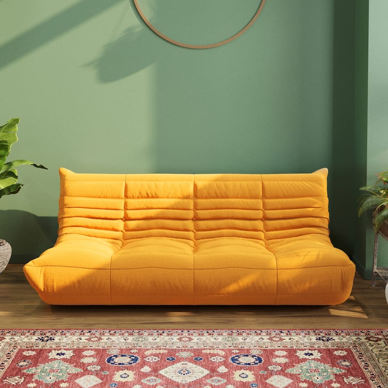 69"Teddy Fabric Upholstery Lounge Floor Couch For Living Room - Yellow
