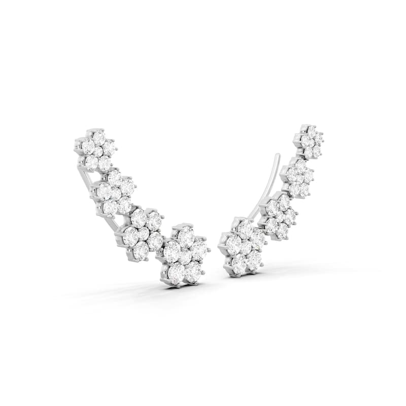 Auriya 14k Gold 6 1/4ctw Lab Grown Diamond Cluster Climber Earrings (E-F VS)