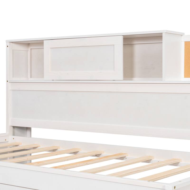 Wooden Daybed with Storage Sockets and USB Ports White