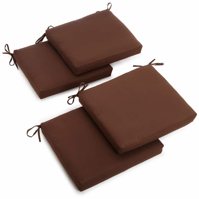 20-inch by 19-inch Twill Indoor Chair Cushion (Set of 1, 2, or 4) - 20 x 19 - Set of 4 - Chocolate